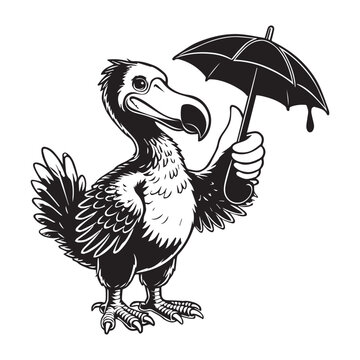 recommend clip art: Dodo Clipart, Flightless bird outline design, Raphus cucullatus illustration in black and white
                    