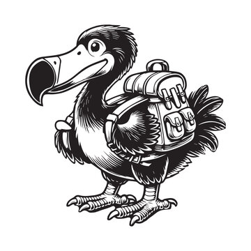 recommend clip art: Dodo Clipart, Flightless bird outline design, Raphus cucullatus illustration in black and white
                    