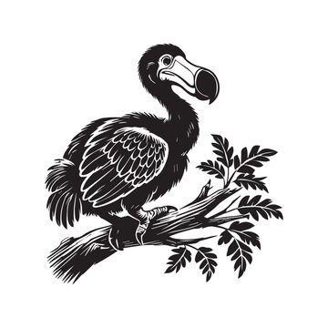 recommend clip art: Dodo Clipart, Flightless bird outline design, Raphus cucullatus illustration in black and white
                    