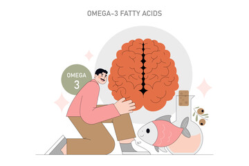 Nutrition And Mental Health. Flat Vector Illustration