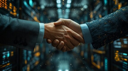 Business handshake in data center - generative ai