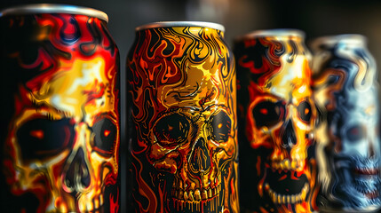 Fiery Skull Designs Adorning Edgy Beer Cans with Striking Graphic Patterns