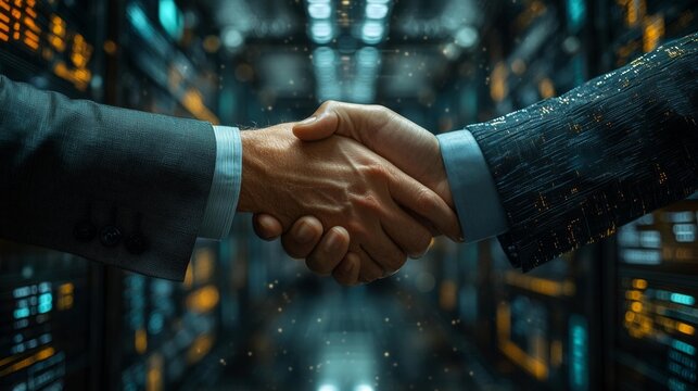 Business handshake in data center - generative ai