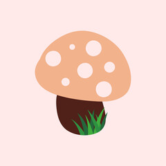 Cute mushroom with grass autumn 