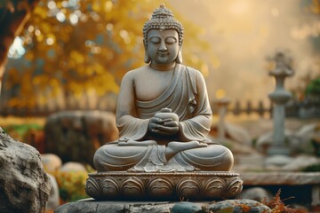 Fototapeta premium Buddha Purnima, Buddha statue meditation