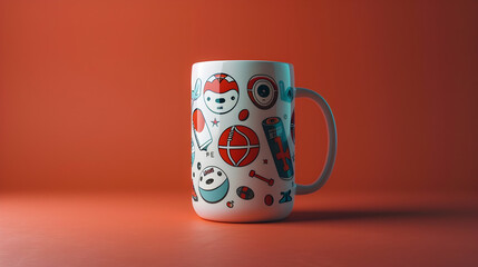Vibrant Sports Equipment Illustrated Yeti Mug for Avid Sports Fans and Stadium Enthusiasts
