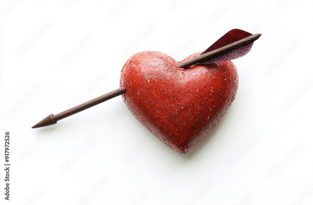 Poster a red heart with an arrow through it, on a white background