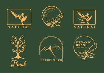 Elegant Natural and Organic Logo Designs in Golden Hue