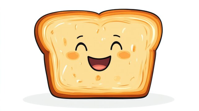 recommend clip art: Cartoon piece of toast with a happy expression, isolated on a clean white background
