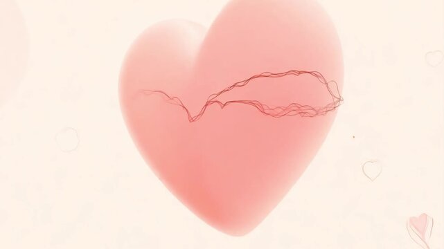 A heart shape moves in a soft pink color with a beautifully drawn pattern.