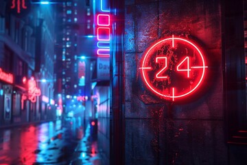 24/7 Indication of 24/7 sales. Round the clock, Business Sale of business offers