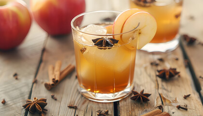 Hard apple cider cocktail with fall cinnamon, cardamom and star anise