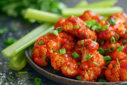 Hd macro shot of boneless buffalo wings with tan
