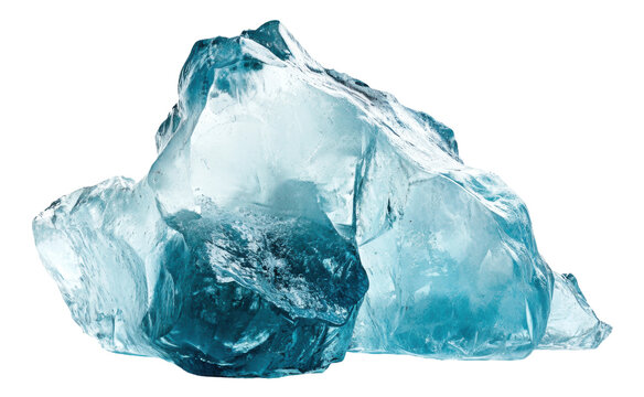 Clear blue ice fragment, cut out - stock png.