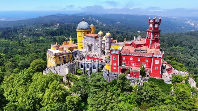 Aerial view of The Pena Palace Sintra Portugal-02