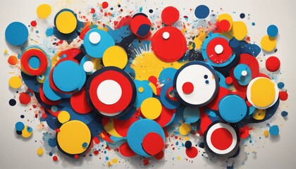 Obraz premium abstract geometric background from circles in pop art style. red, yellow, blue, white colors