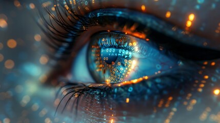 Eye reflecting digital code - generative ai