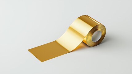 a roll of gold foil on a white background