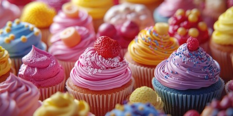 Colored Cupcakes with Frosting