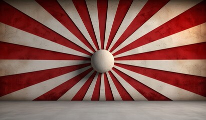 Red and Beige Sunburst Rays Background – Retro Circus Poster with Grainy Texture, Flat Design