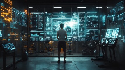 High-tech fitness center monitoring room - generative ai
