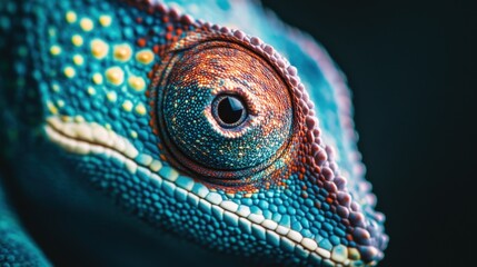 Fototapeta premium Close-up of a Chameleon's Eye and Scaly Skin