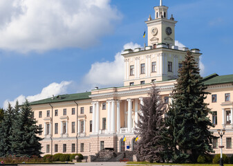 Obraz premium residence government architecture building exterior facade Ukrainian town hall European culture object in central city square