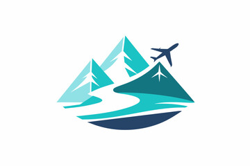 Vector illustration of a travel company minimalistic clean logo on white background