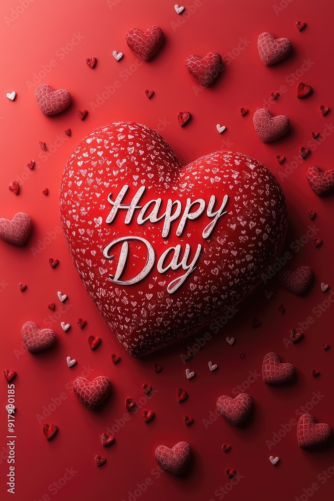 Poster Happy Day Red Heart