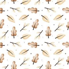 Autumn seamless pattern with leaves, decorative elements. season. flat style. hand drawing. design for fabric, textile, print, wrapper