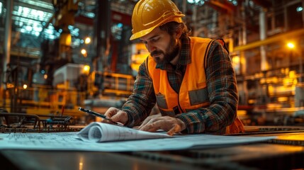 Engineer working in industrial factory - generative ai