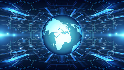 Abstract technology background with world map. Vector illustration. Eps 10.