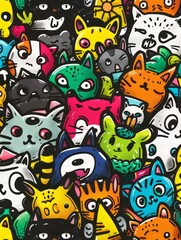 Fototapeta premium Doodle Art Illustration for Merchandise Clothing, Fashion Textile, Sport Apparel and Clothes Design Printing, Street Art Graffiti Pattern, Colorful Streetwear Design Bundle.