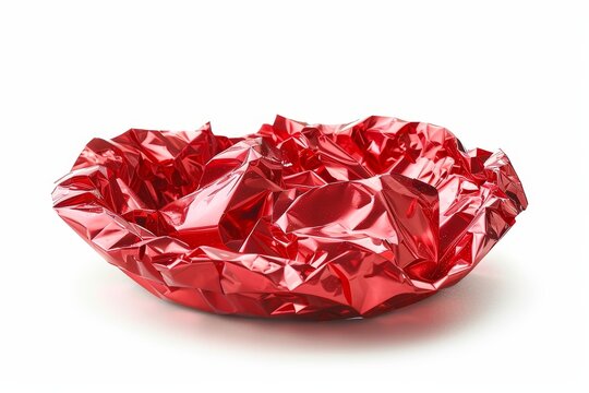 Chewing gum plate wrapped in red foil isolated on white background, Generative AI 