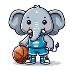 Obraz premium elephant cartoon basketball