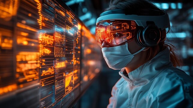 High-tech researcher using augmented reality interface - generative ai