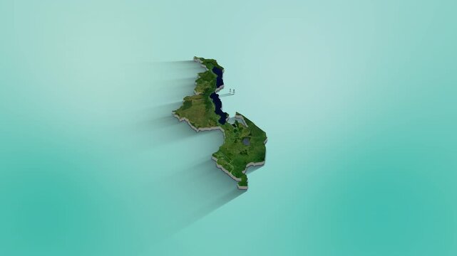 Malawi Map Animation.  3d animation of Malawi map