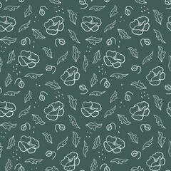 Seamless pattern, graphic pattern of poppy flowers, poppy background