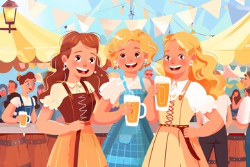 girls in the bar,  octoberfest, girls, beer