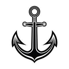 Anchor logo icon silhouette vector art illustration, perfect for maritime themes.