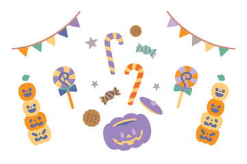 ハロウィンのポップなお菓子イラスト