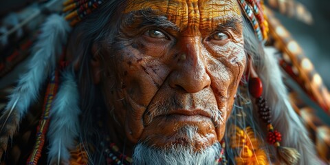 Obraz premium Close-up Portrait of an Indigenous Elder