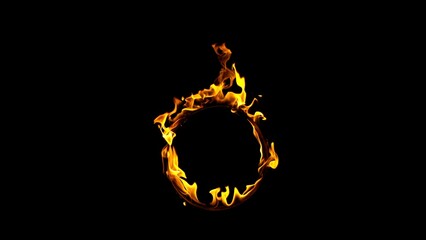 Fire Circle Isolated on Black Background.