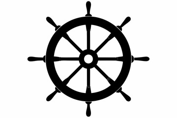 
Steering wheel icon. ship steering silhouette vector illustration
