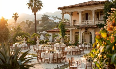 Elegant spring wedding with lush green plants and classic decor 