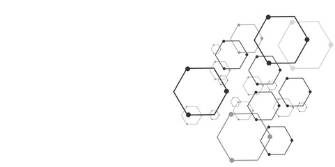 Abstract cube hexagon shape white background, hexagon shape pattern innovative concept background.