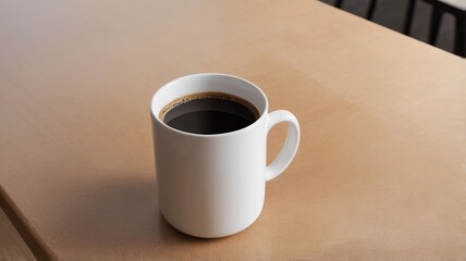 white coffee cup on wooden table with steam coming out, International coffee day, 1st october