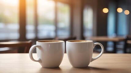 white coffee cup on wooden table with steam coming out, International coffee day, 1st october, leisure time, free time tea