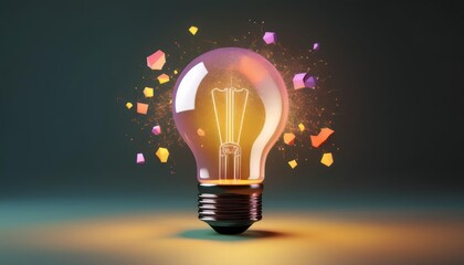A glowing light bulb emitting brilliant sparks, symbolizing creativity and innovation against a dark background.