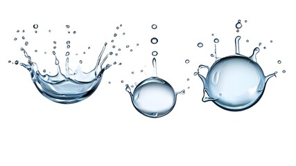 Set of water droplets isolated on transparent or white background, png
